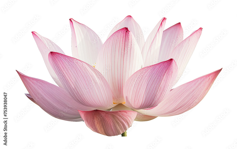 Blushing Beauty Pink Lotus Delicate Petals Isolated on Transparent Background PNG.