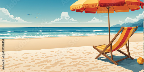 beach holiday vector drawing 1