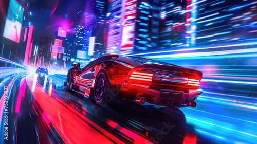 Street Racing Aaa Videogame Gameplay With Information Datum Design For Console Or Web 3.0 Playing To Earn Gaming Crypto Tokens And Cryptocurrency Project Future As Wide Banner UI