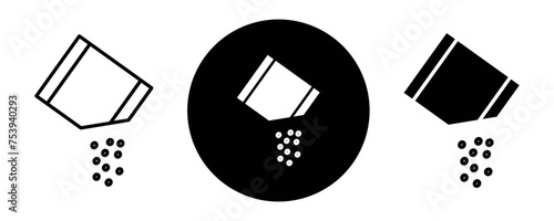 Packet soluble powder outline icon collection or set. Packet soluble powder Thin vector line art