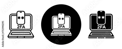 2FA Multifactor verification outline icon collection or set. 2FA Multifactor verification Thin vector line art photo