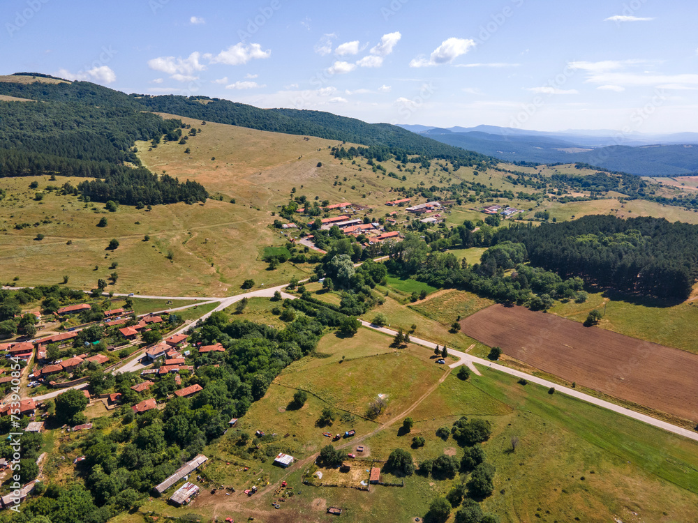 Aerial view of village of Zheravna, Bulgaria