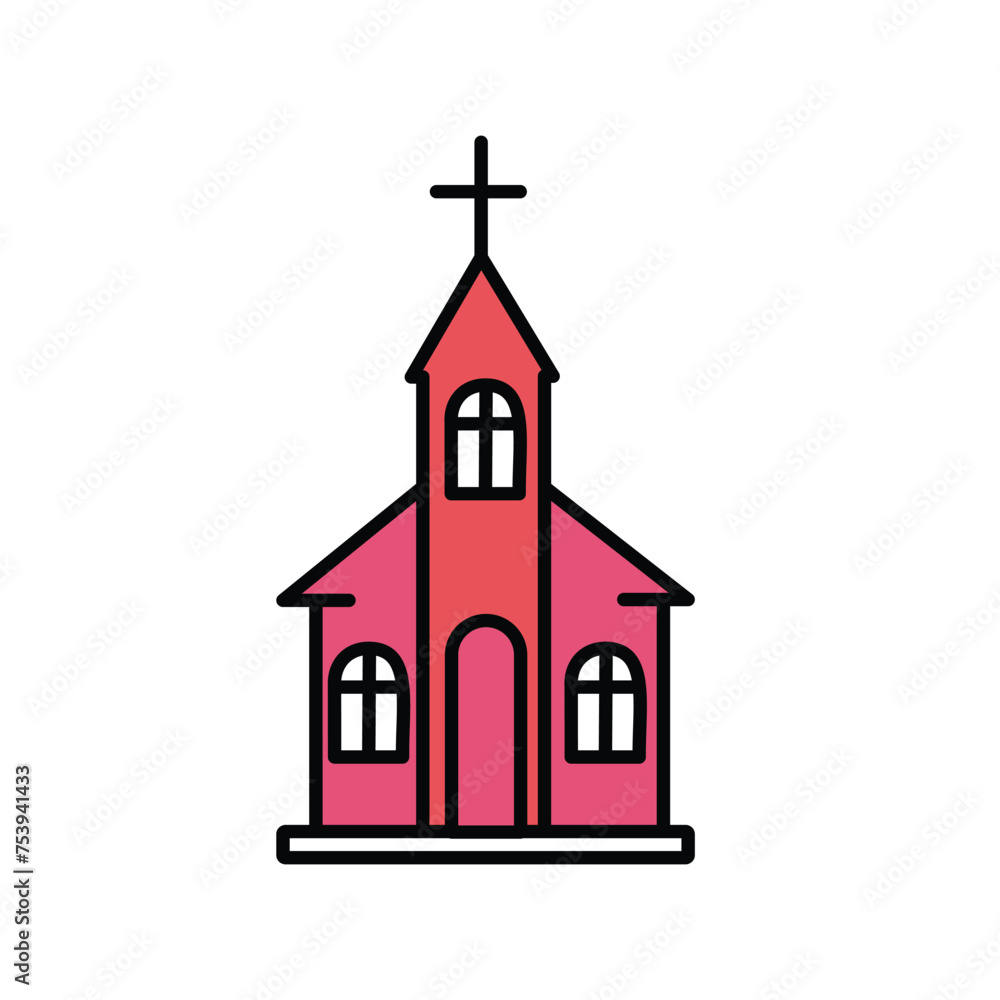 Church with Steeple | Line Art