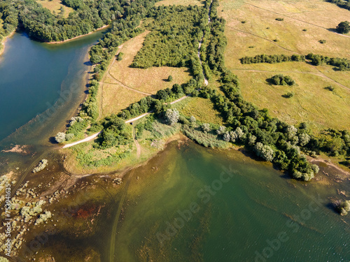 Aerial view of Yovkovtsi Reservoir, Bulgaria photo