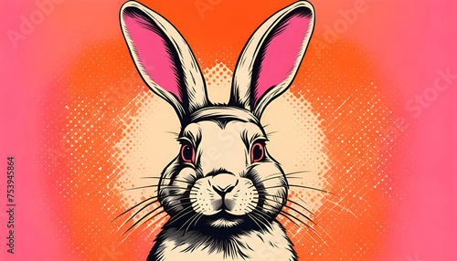 Funny easter bunny card in bright colors