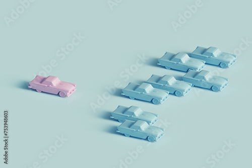 Pink and blue cars photo