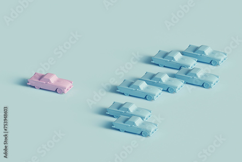 Pink and blue cars