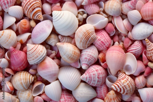 a beach made of sea shells  in light pink and light pink 