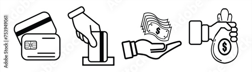 Collection of simple vector icons, debit card illustration