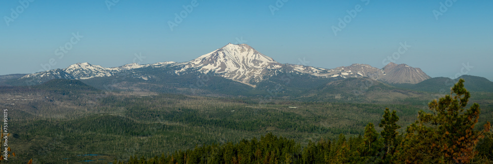 Panorama Of Snow Covered Mount Lassen