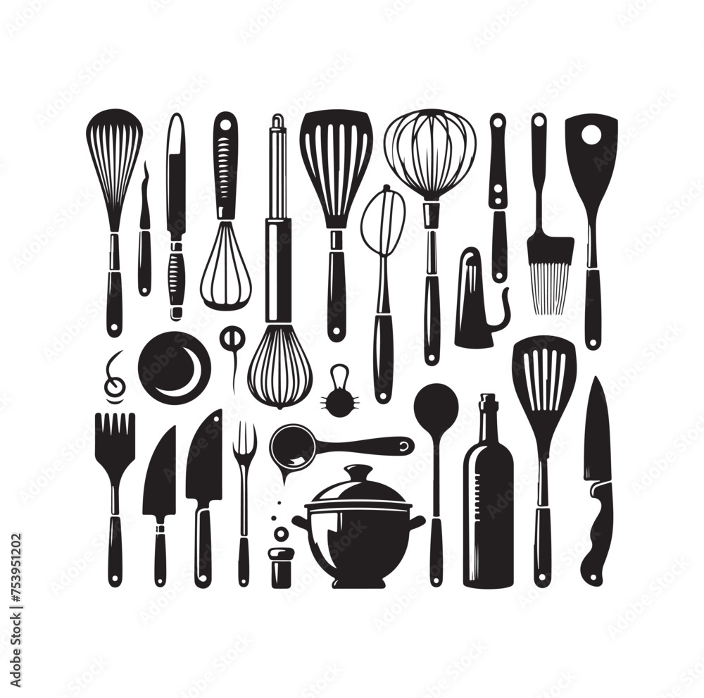 Kitchen tools silhouette vector collection
Kitchen tools silhouette vector collection