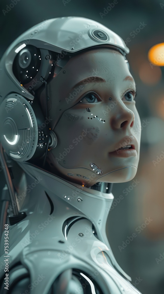 Close-up portrait of a female robot. A.i concept Close-up portrait of a female robot. A.i concept