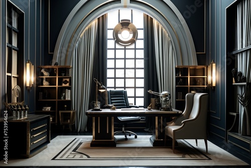 Timeless Monochrome: Art Deco Inspired Office Designs for a Stylish Workspace