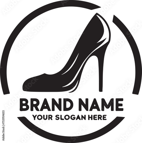 minimal lady shoe logo. Elegent style, vector illustration,