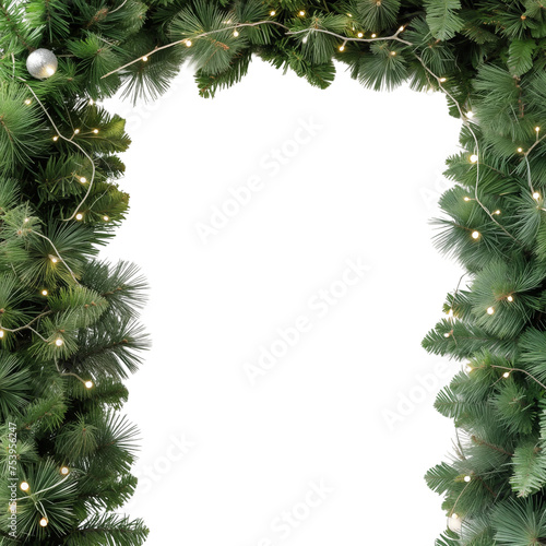 Christmas Tree Branch Archway Isolated on Transparent Background..