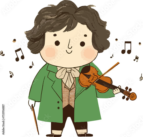 Beethoven illustration created by artificial intelligence.

