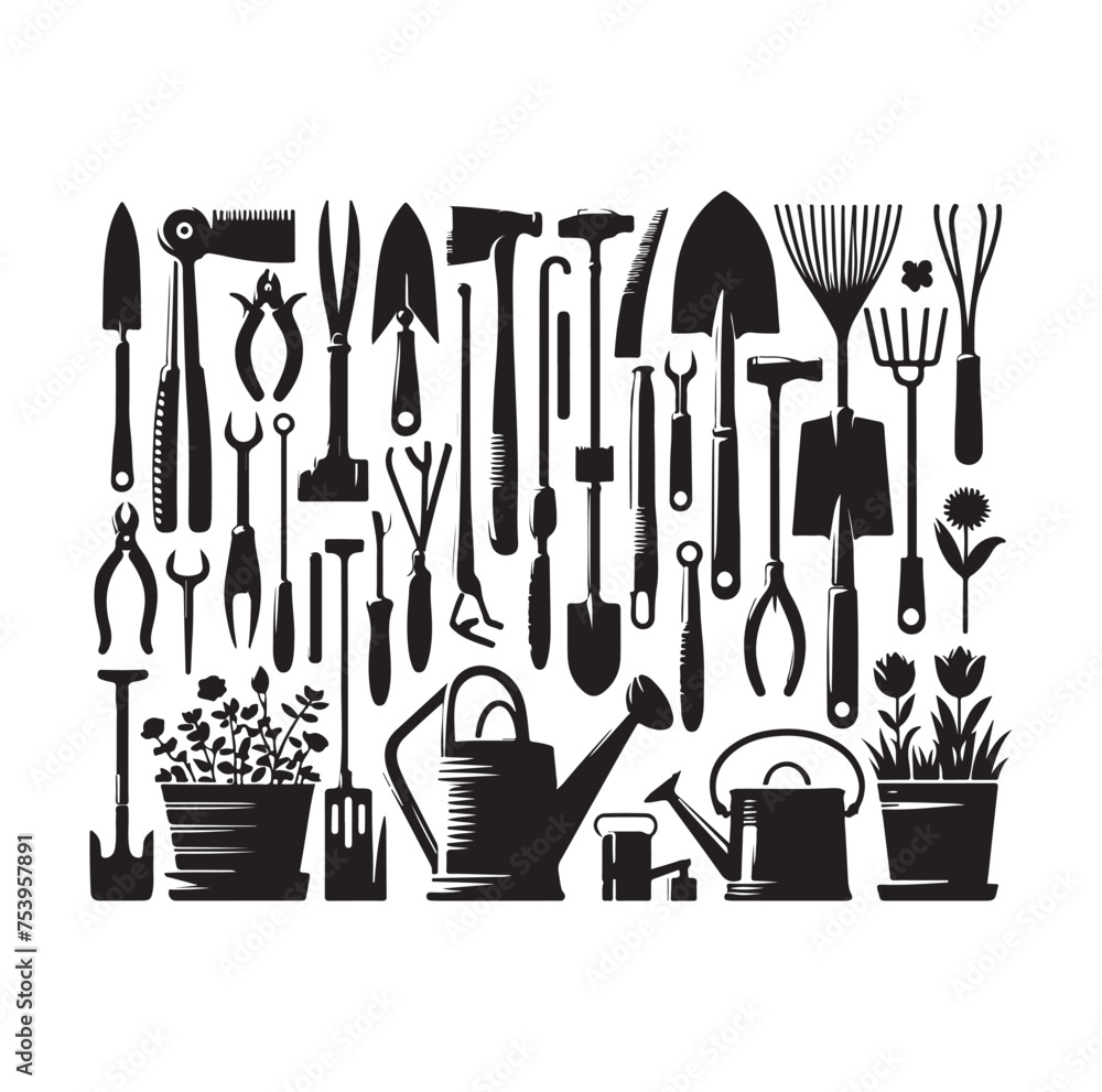 garden tools icon vector silhouette style illustration garden tools icon vector silhouette style illustration