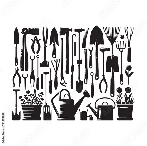 garden tools icon vector silhouette style illustration 