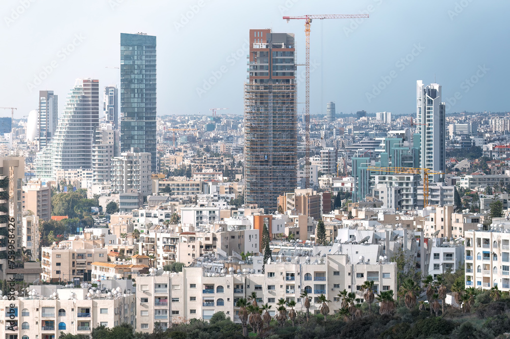 Limassol Skyline with Modern Skyscrapers and construction sites