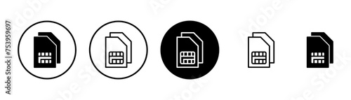 Sim card icon vector isolated on white background. Mobile slot icon. Mobile cellular phone sim card chip.