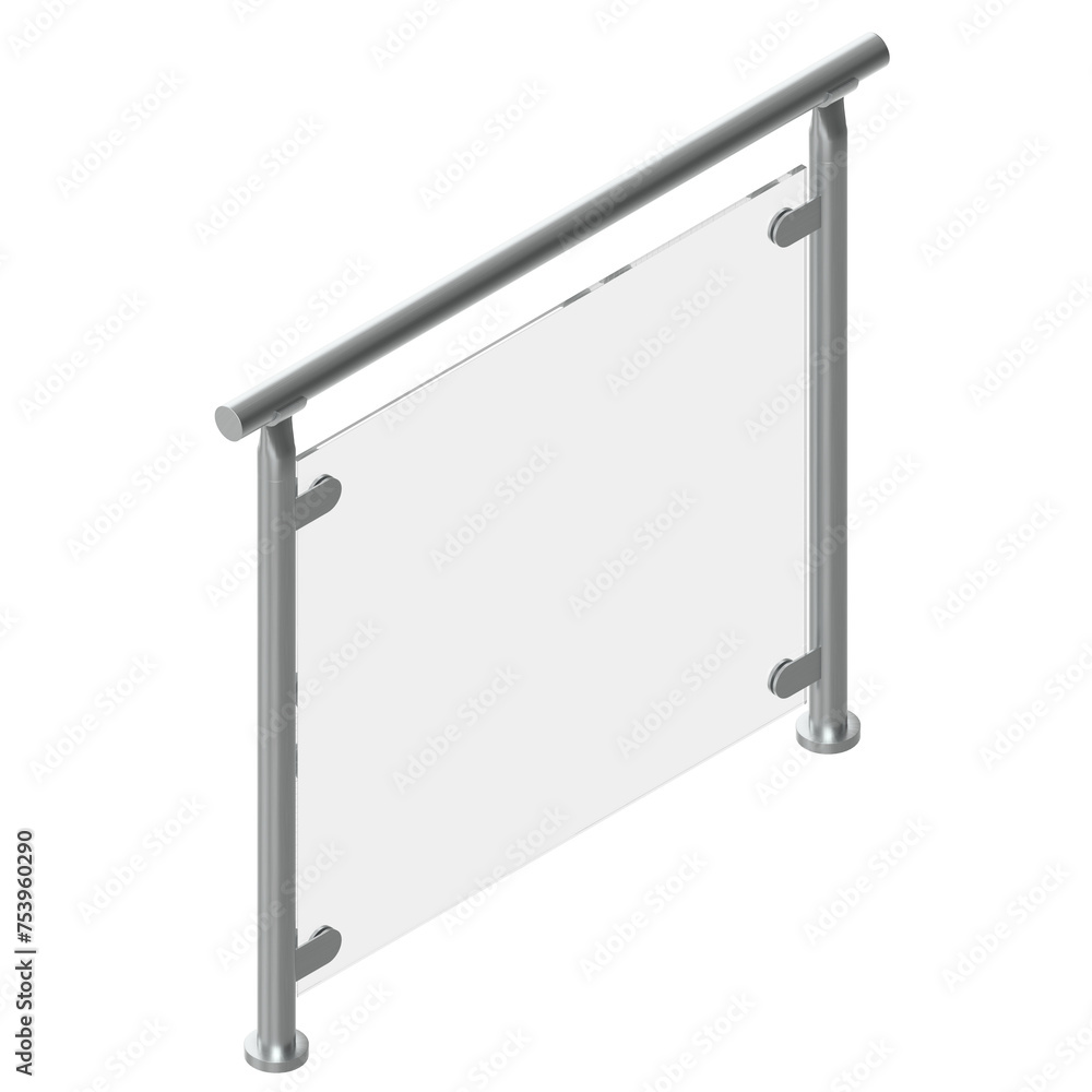 3D rendering illustration of a glass handrail module 3D rendering illustration of a glass handrail module