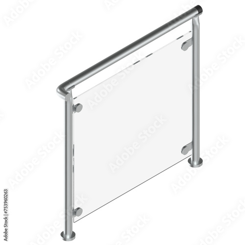 3D rendering illustration of a glass handrail module