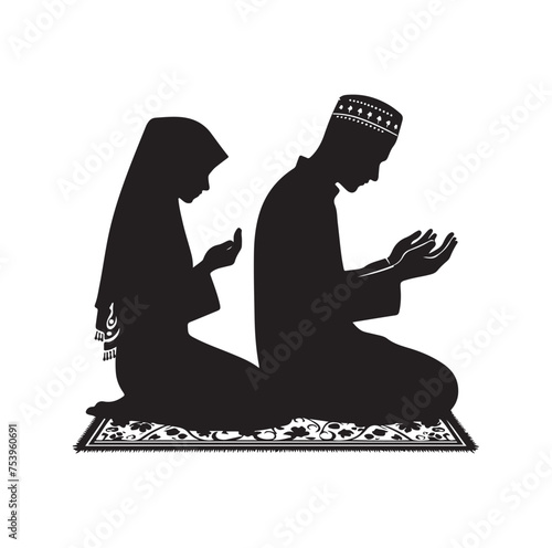 muslim Praying silhouette. praying symbol  vector illustration