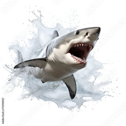 shark swimming on a white background