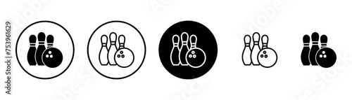 Bowling game Pin Icon vector isolated on white background. Bowling icon, ball and pin
