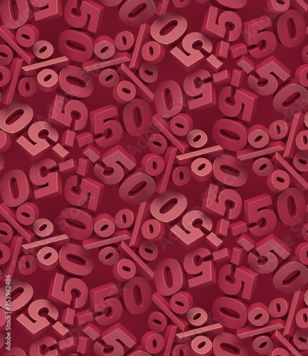 Wallpaper geometric art of red number 50%. photo