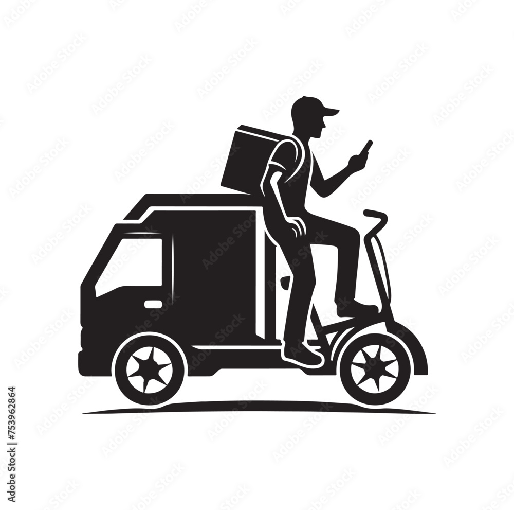 Delivery man silhouette  vector illustration set
