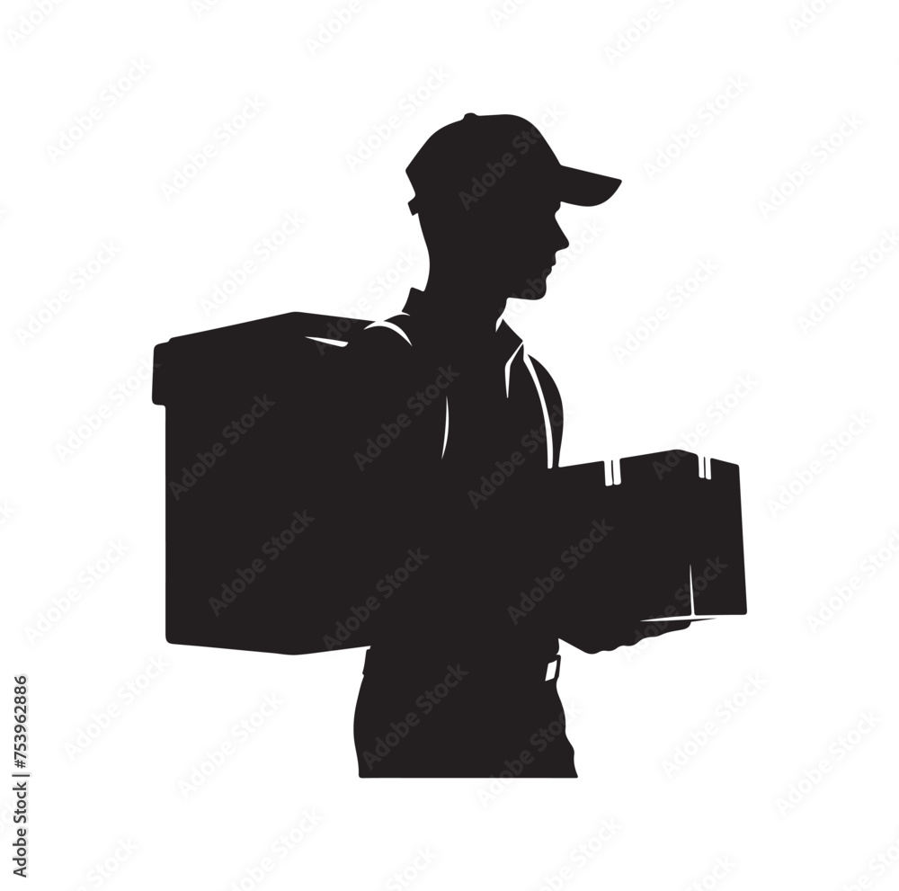 Delivery man silhouette vector illustration set Delivery man silhouette vector illustration set