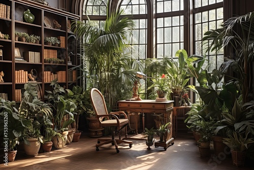 Exotic Plant Decor and Natural Light: Tropical Oasis Study Room Decors