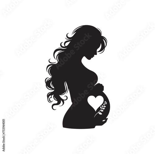 Pregnant woman vector silhouette vector illustration isolated on white background