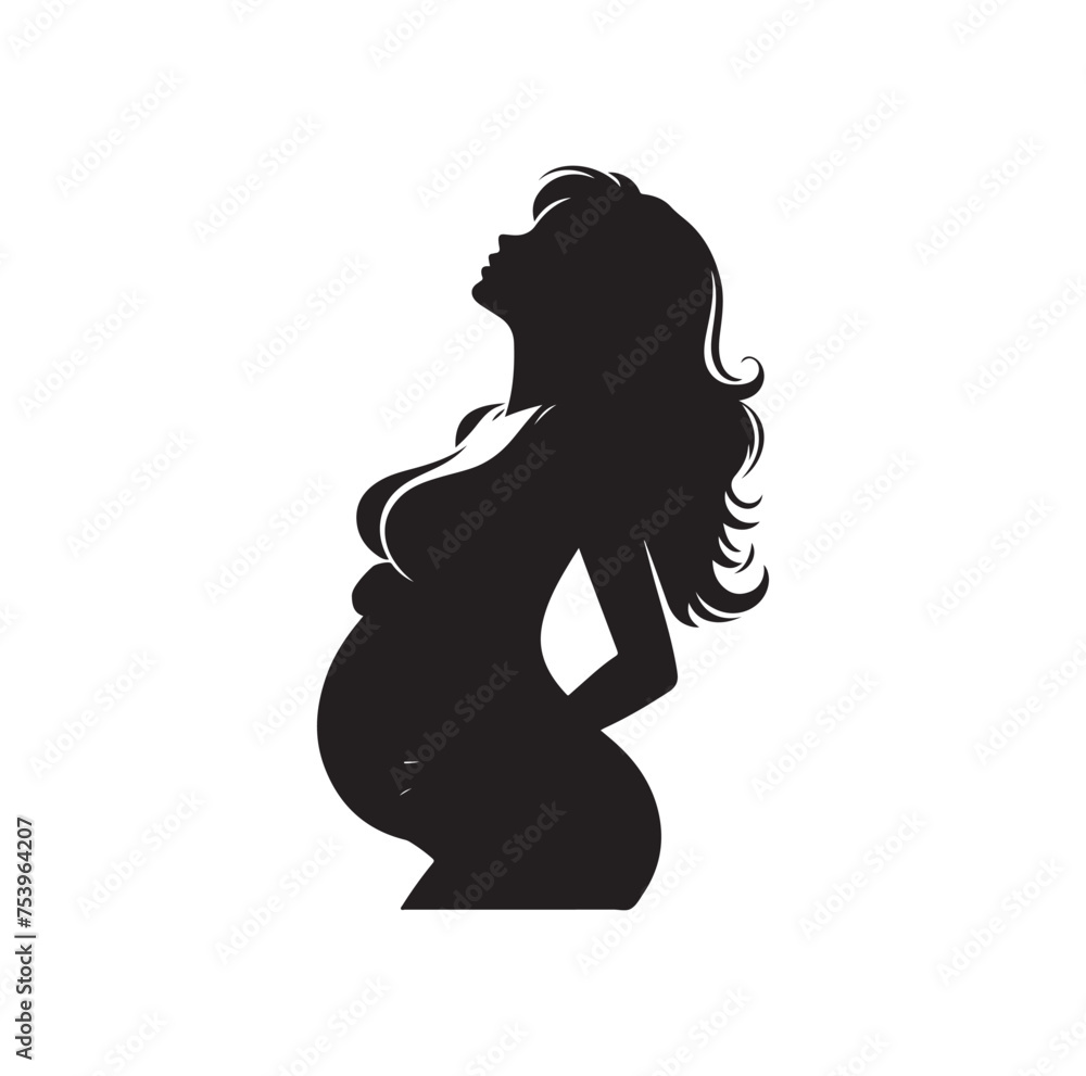 Pregnant woman vector silhouette vector illustration isolated on white background Pregnant woman vector silhouette vector illustration isolated on white background