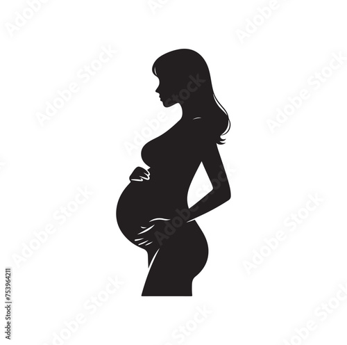 Pregnant woman vector silhouette vector illustration isolated on white background