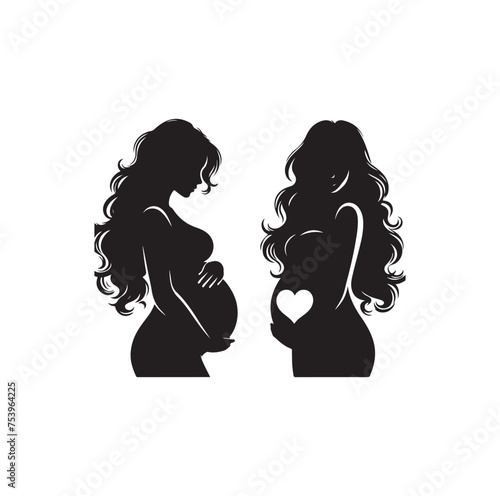 Pregnant woman vector silhouette vector illustration isolated on white background