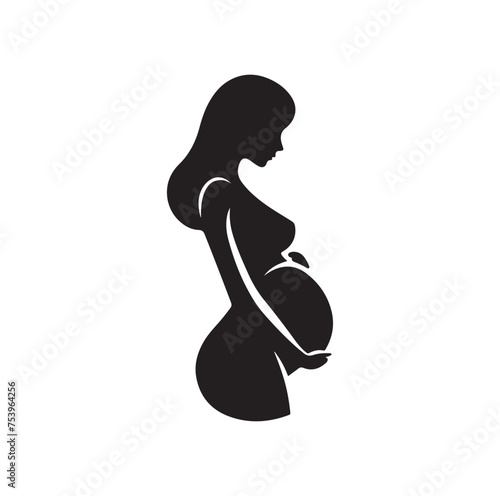 Pregnant woman vector silhouette vector illustration isolated on white background