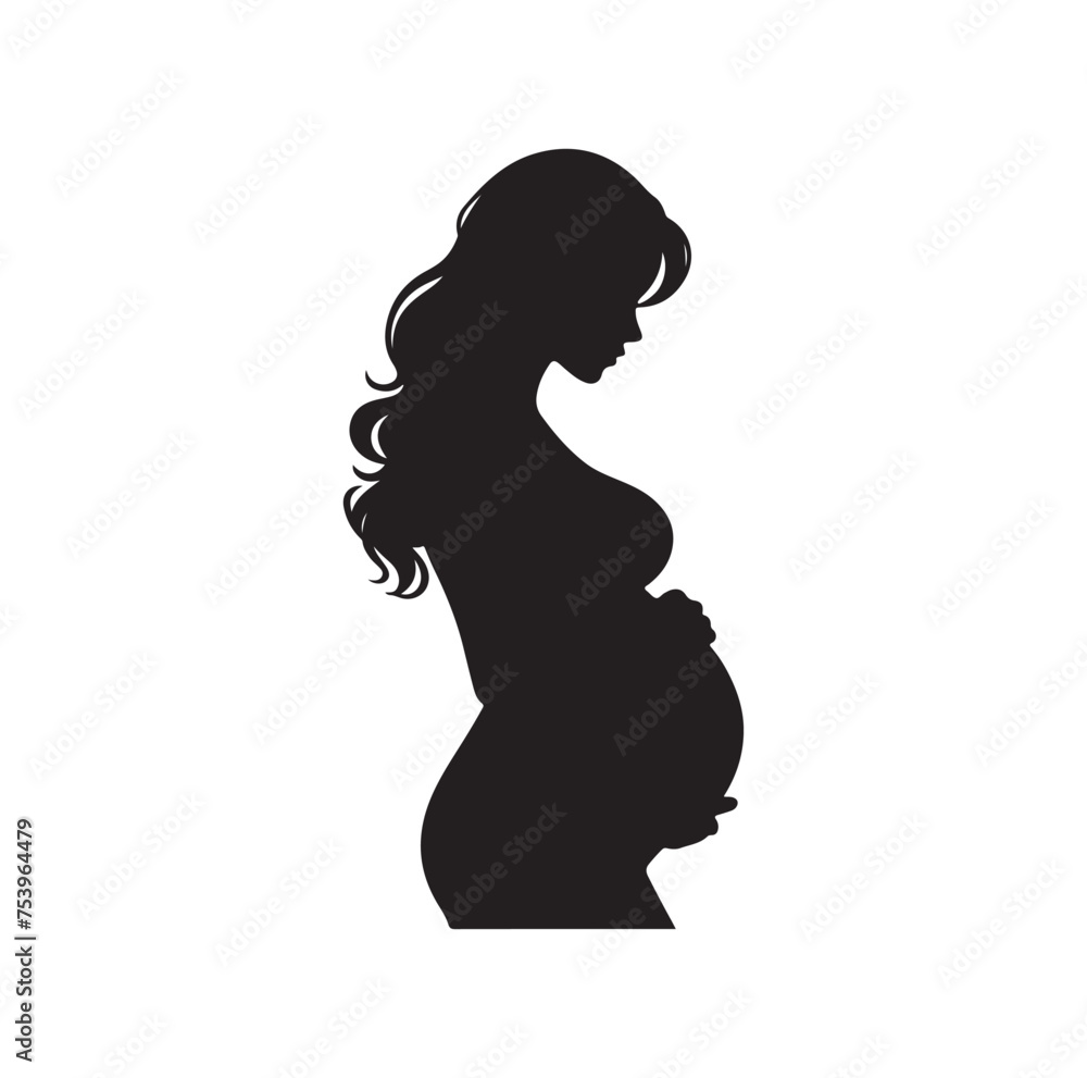 Pregnant woman vector silhouette vector illustration isolated on white background Pregnant woman vector silhouette vector illustration isolated on white background