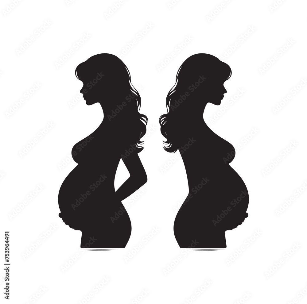 Pregnant woman vector silhouette vector illustration isolated on white background Pregnant woman vector silhouette vector illustration isolated on white background