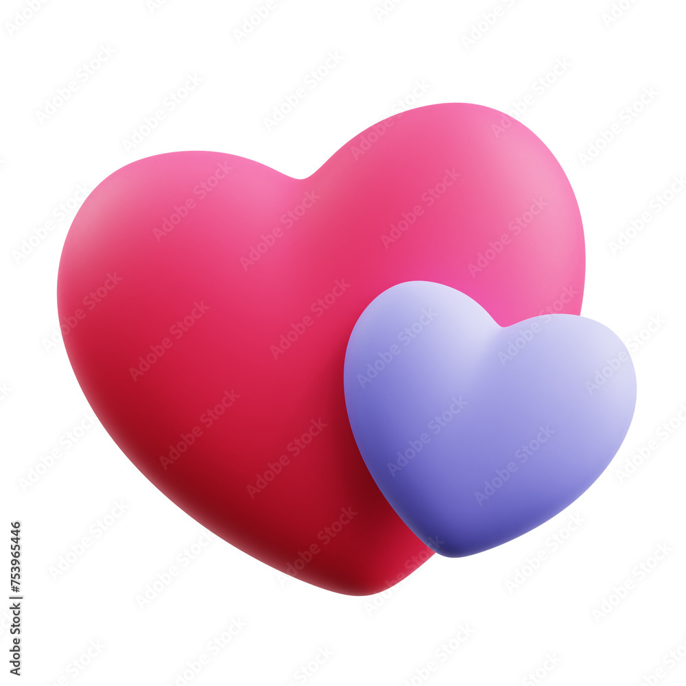 3D Pink and Purple Hearts Illustration