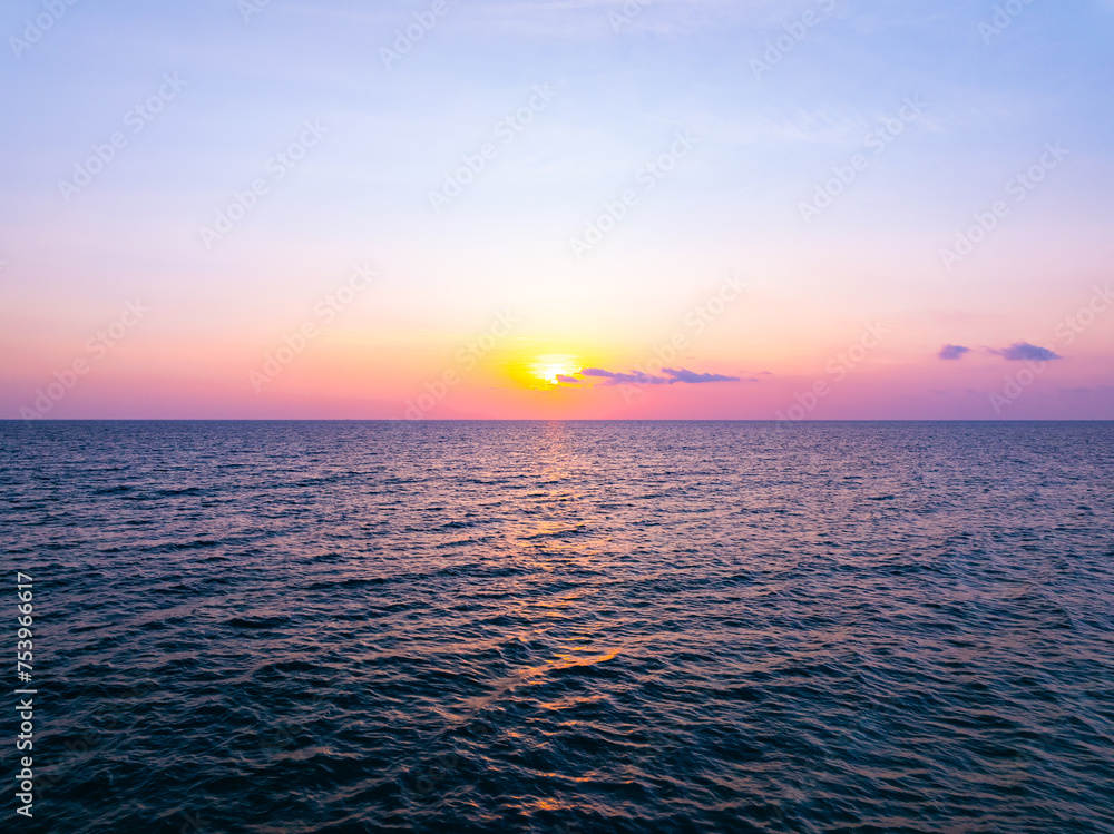 Fototapeta premium Landscape Sunset sky,Nature beautiful Light Sunset or sunrise over sea surface