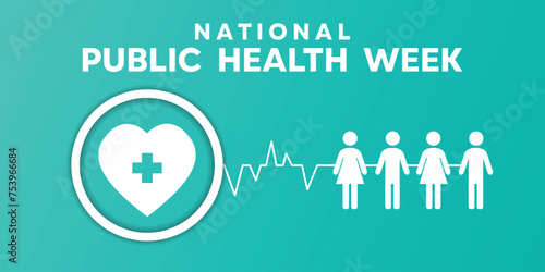 National Public Health Week. Hearts, people  and more. Great for cards, banners, posters, social media and more. Easy blue background.