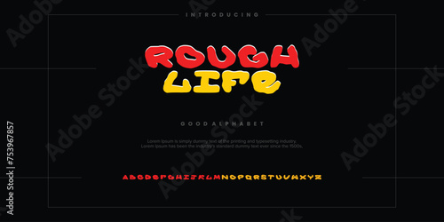 rough abstract digital alphabet font typography. Bold Condensed Display Font. Vector illustration