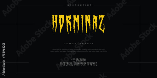 rough abstract digital alphabet font typography. Bold Condensed Display Font. Vector illustration