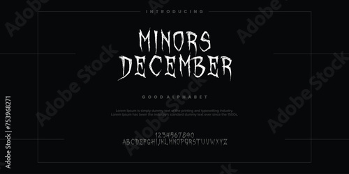 rough abstract digital alphabet font typography. Bold Condensed Display Font. Vector illustration