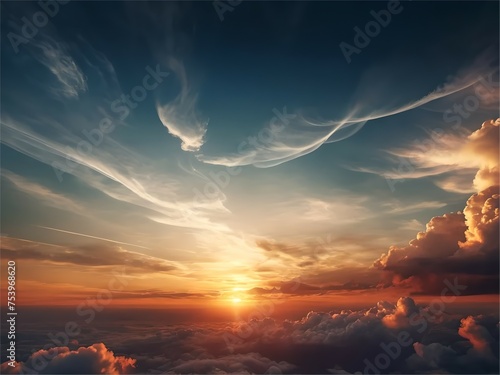 Abstract illustration with clouds sunset- ideal for movie posters or book covers