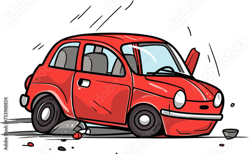 High Quality Vector Graphic Illustrating a T Bone Collision on a City Street Corner