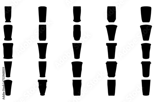 Party glass silhouette icon set. Drink vector