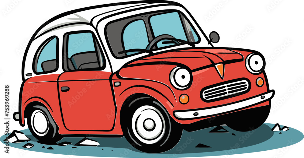 High Quality Vector Illustration Depicting a Head On Collision on a Winding Road